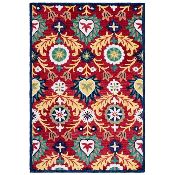 SAFAVIEH Blossom Cantor Floral Area Rug, Red/Yellow, 4' x 6'