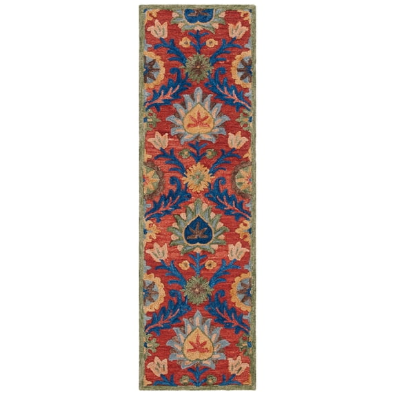 SAFAVIEH Blossom Cantor Floral Runner Rug, Red/Blue, 2'3" x 8'