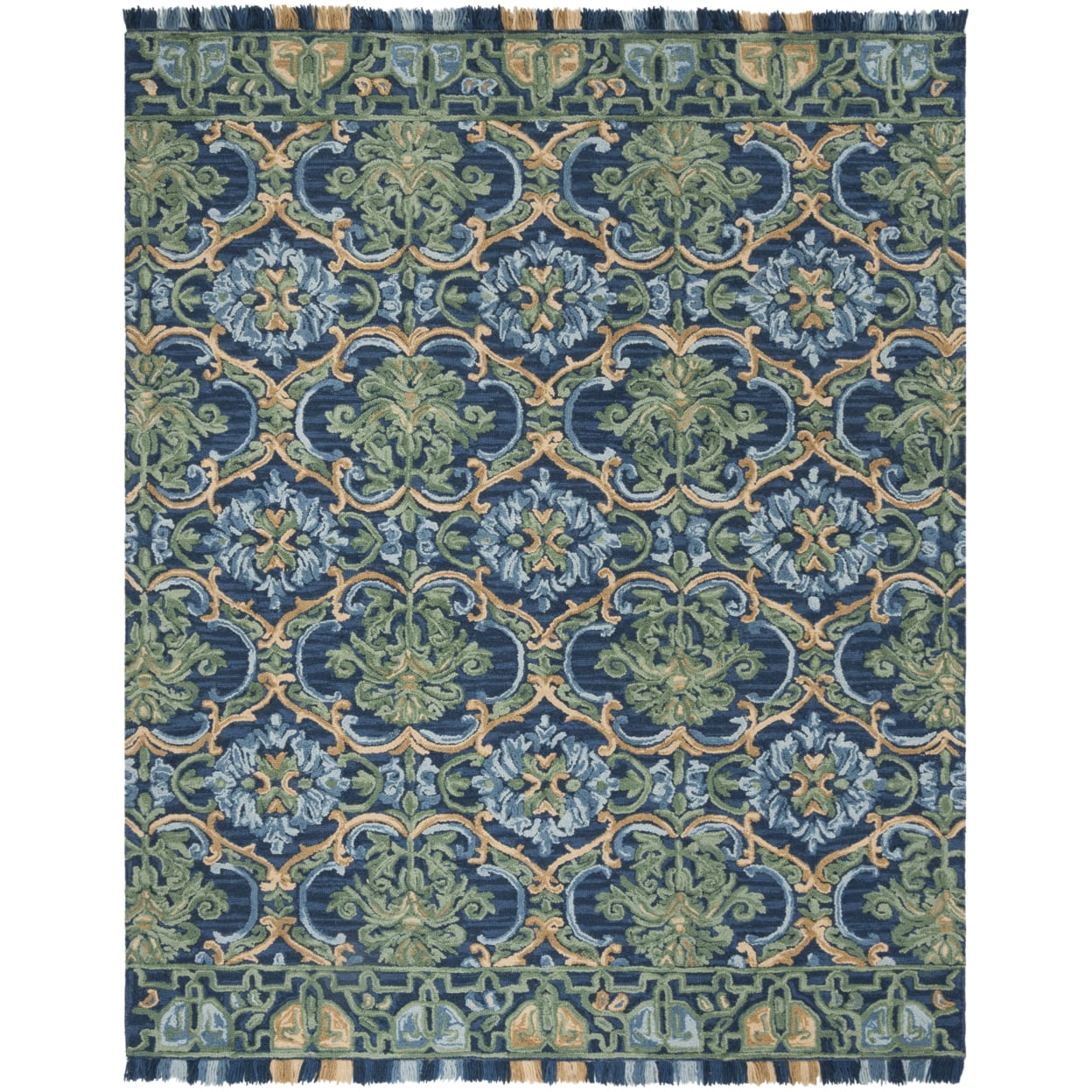 Handmade Tufted Blue Wool 8' x 10' Rectangular Area Rug