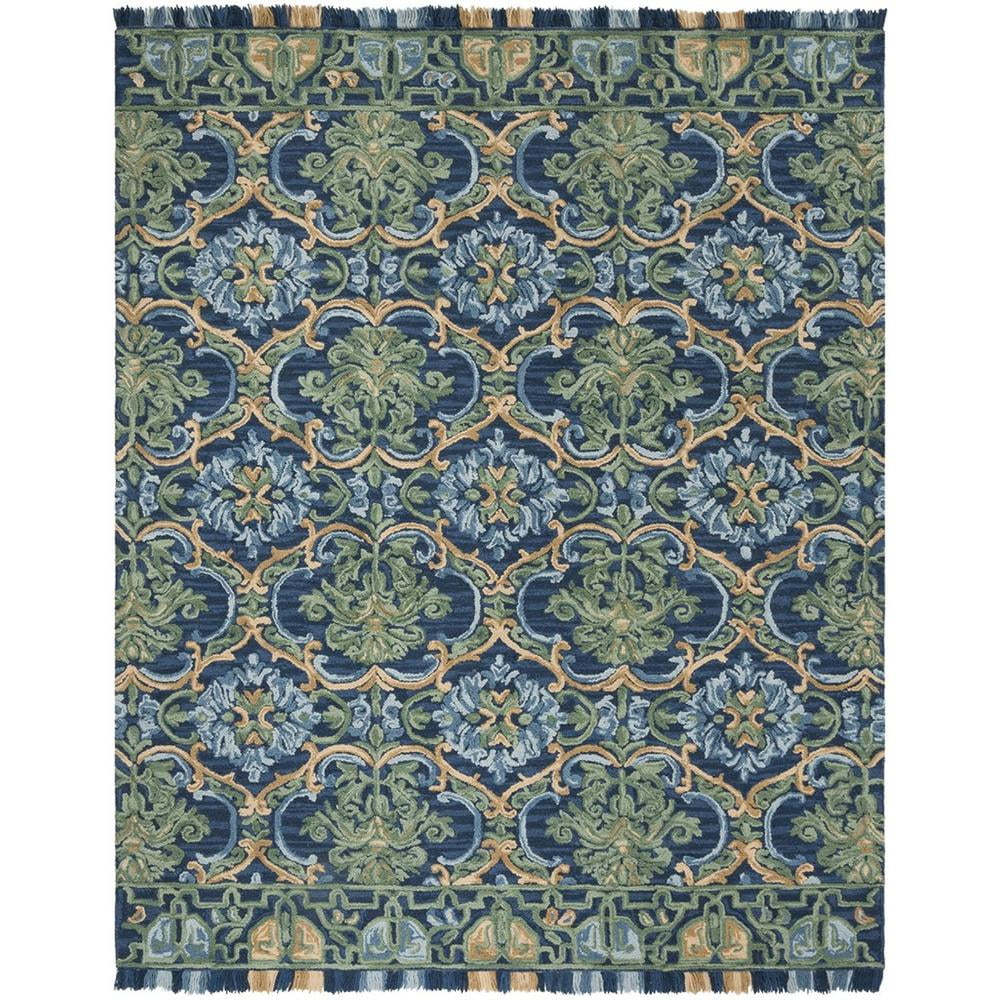 Handmade Tufted Blue Wool 8' x 10' Rectangular Area Rug