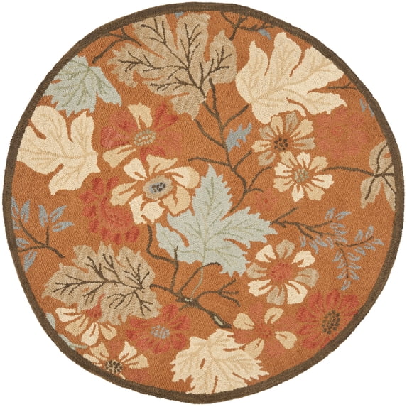 SAFAVIEH Blossom Charlotte Floral Area Rug, Rust/Multi, 6' x 6' Round