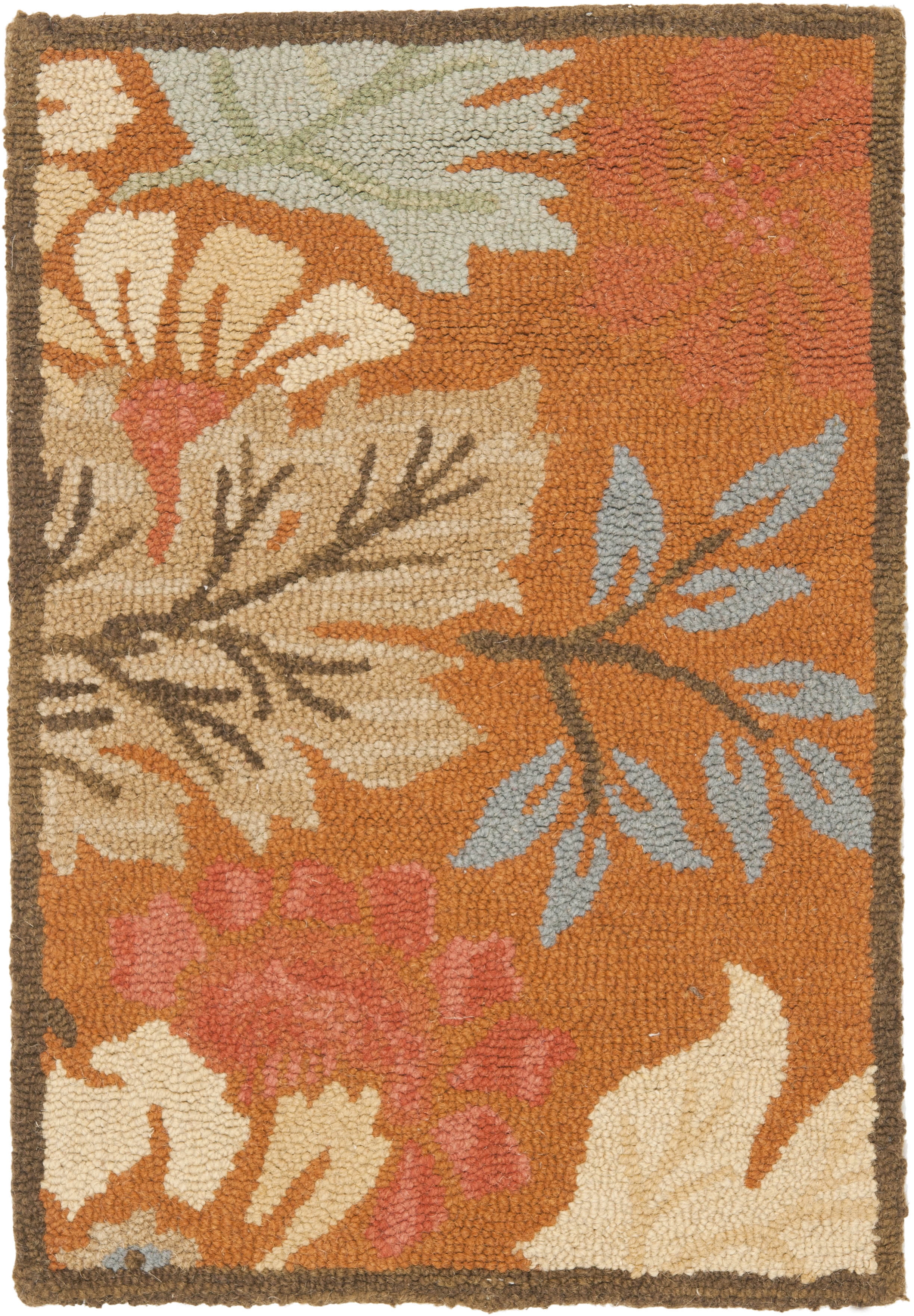 Handmade Red Floral Wool Rectangular Area Rug, 2' x 3'