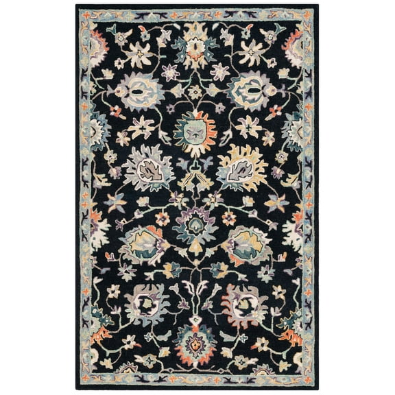SAFAVIEH Blossom Cinaed Floral Area Rug, Black/Blue, 8' x 10'