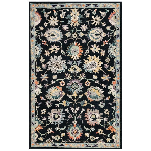 SAFAVIEH Blossom Cinaed Floral Area Rug, Black/Blue, 8' x 10'