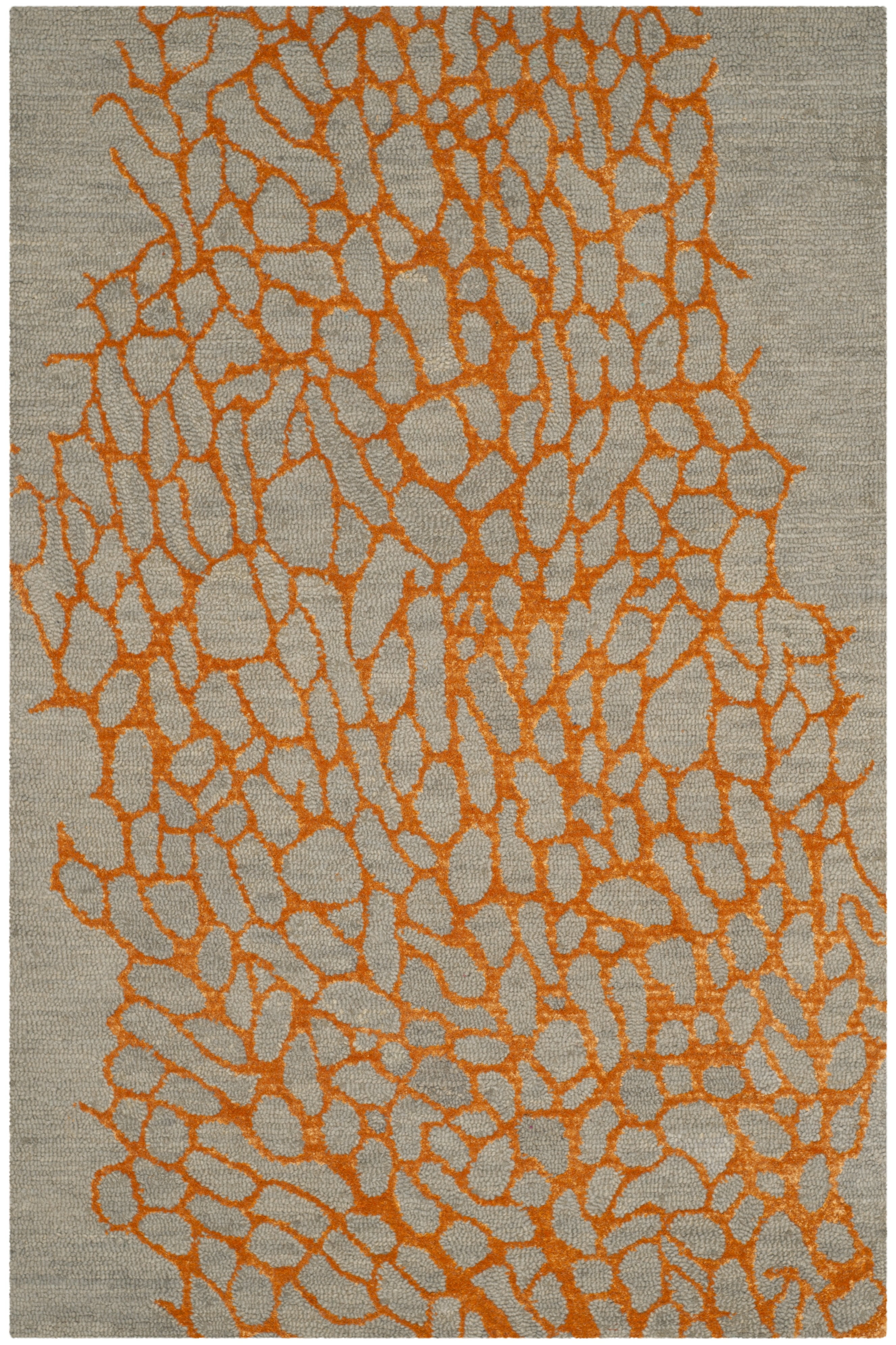 SAFAVIEH Blossom Clarence Abstract Area Rug, Grey/Orange, 2'3" x 4'