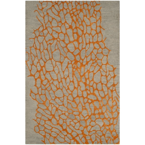 SAFAVIEH Blossom Clarence Abstract Area Rug, Grey/Orange, 2'3" x 4'