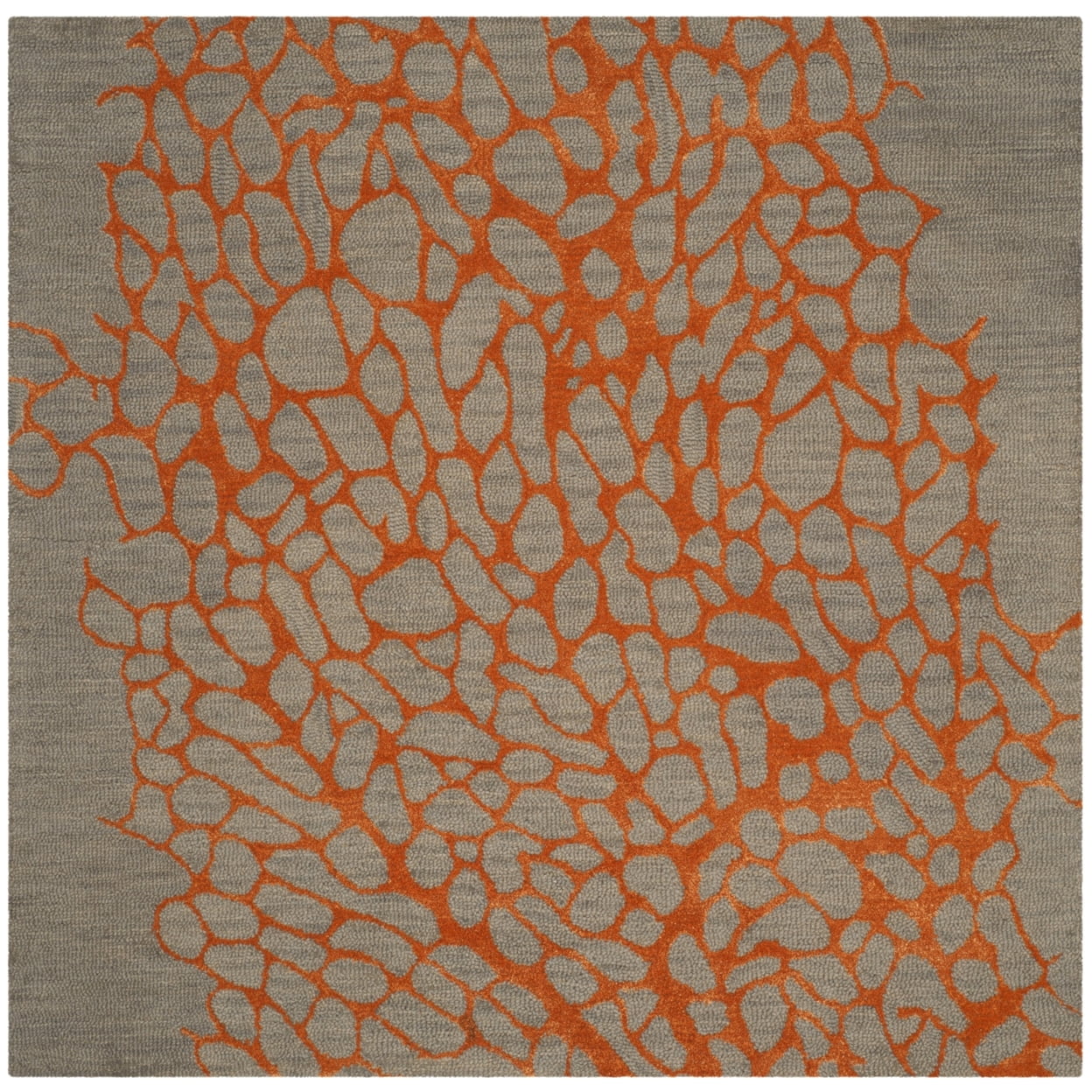 SAFAVIEH Blossom Clarence Abstract Area Rug, Grey/Orange, 4' x 4' Square