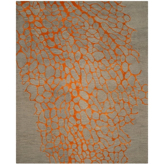 SAFAVIEH Blossom Clarence Abstract Area Rug, Grey/Orange, 9' x 12'
