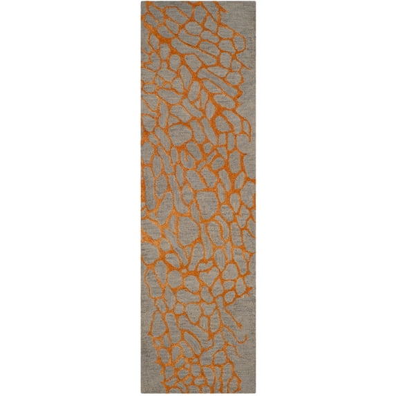 SAFAVIEH Blossom Clarence Abstract Runner Rug, Grey/Orange, 2'3" x 10'