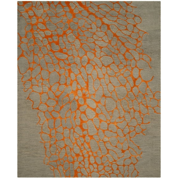 SAFAVIEH Blossom Clarence Abstract Runner Rug, Grey/Orange, 2'3" x 12'