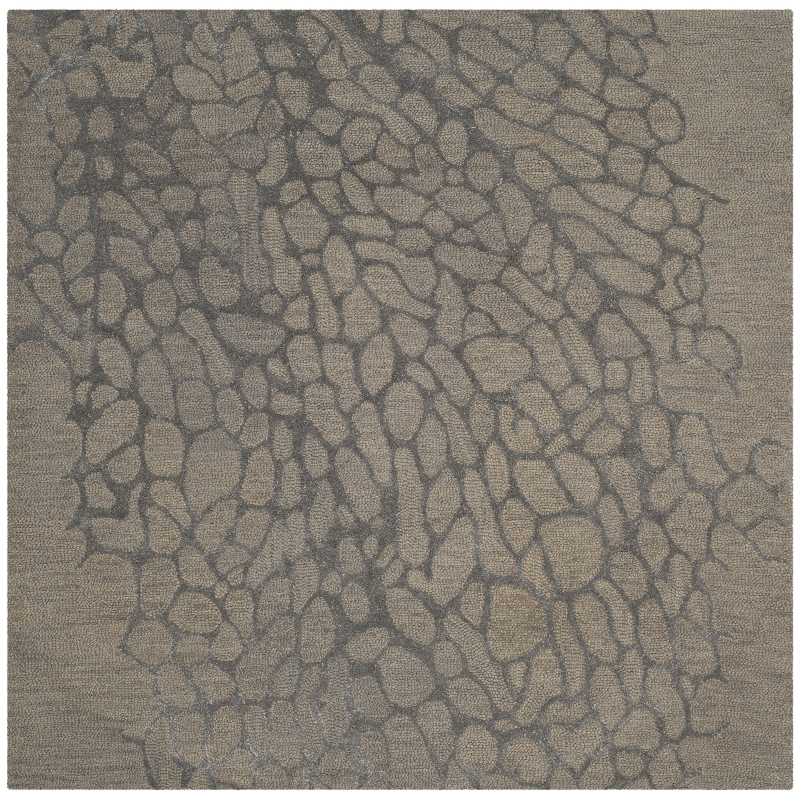 SAFAVIEH Blossom Clarence Abstract Wool Area Rug, Grey, 6' x 6' Square