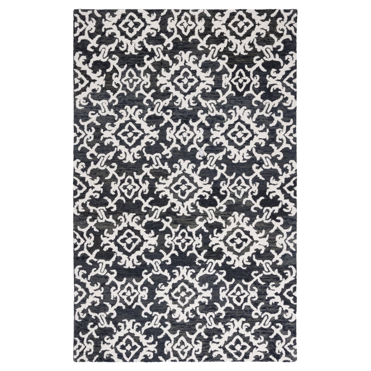 SAFAVIEH Blossom Cletus Damask Area Rug, Black/Ivory, 5' x 8'