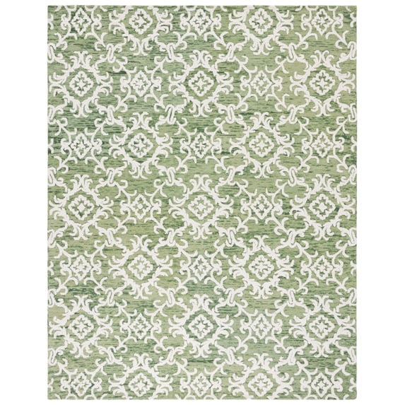SAFAVIEH Blossom Cletus Geometric Wool Area Rug, Green/Ivory, 8' x 10'
