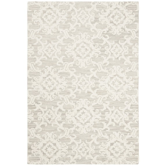 SAFAVIEH Blossom Cletus Geometric Wool Area Rug, Grey/Ivory, 2'3" x 4'