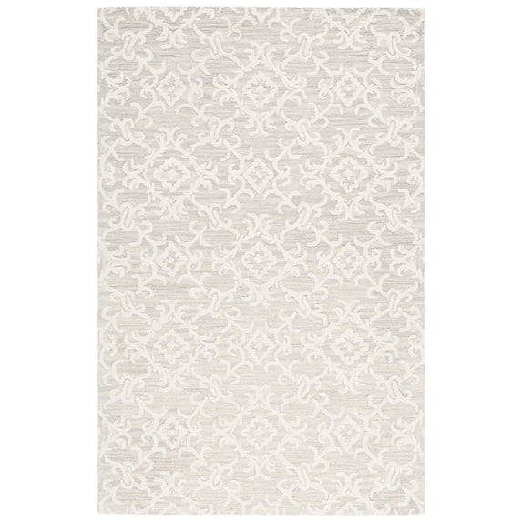 SAFAVIEH Blossom Cletus Geometric Wool Area Rug, Grey/Ivory, 5' x 8'