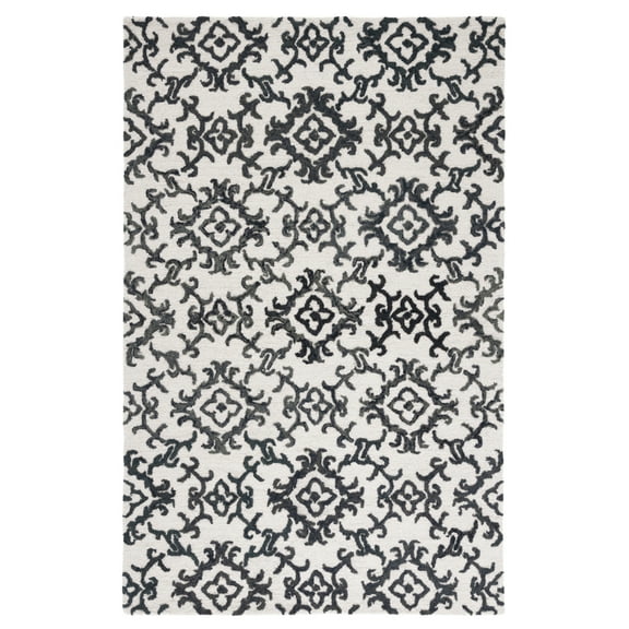 SAFAVIEH Blossom Cletus Geometric Wool Area Rug, Ivory/Black, 5' x 8'