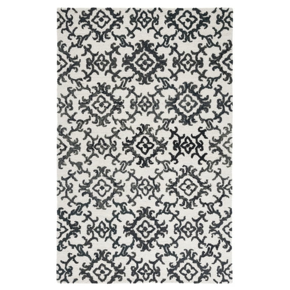 SAFAVIEH Blossom Cletus Geometric Wool Area Rug, Ivory/Black, 6' x 9'