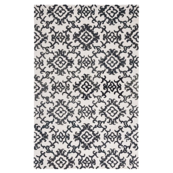SAFAVIEH Blossom Cletus Geometric Wool Area Rug, Ivory/Black, 8' x 10'