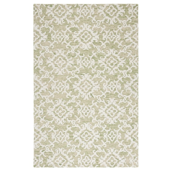 SAFAVIEH Blossom Cletus Damask Area Rug, Light Green/Ivory, 9' x 12'