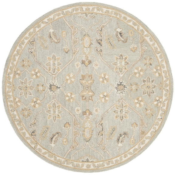 SAFAVIEH Blossom Constantine Floral Wool Area Rug, Slate/Beige, 6' x 6' Round