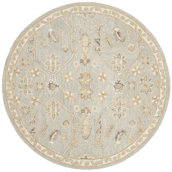 SAFAVIEH Blossom Constantine Floral Wool Area Rug, Slate/Beige, 6' x 6' Round