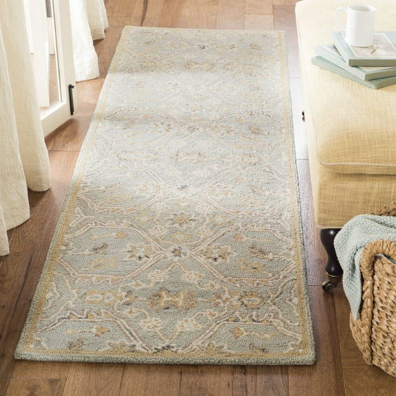 SAFAVIEH Blossom Constantine Floral Traditional Wool Runner Rug, Slate/Beige, 2'3" x 8'
