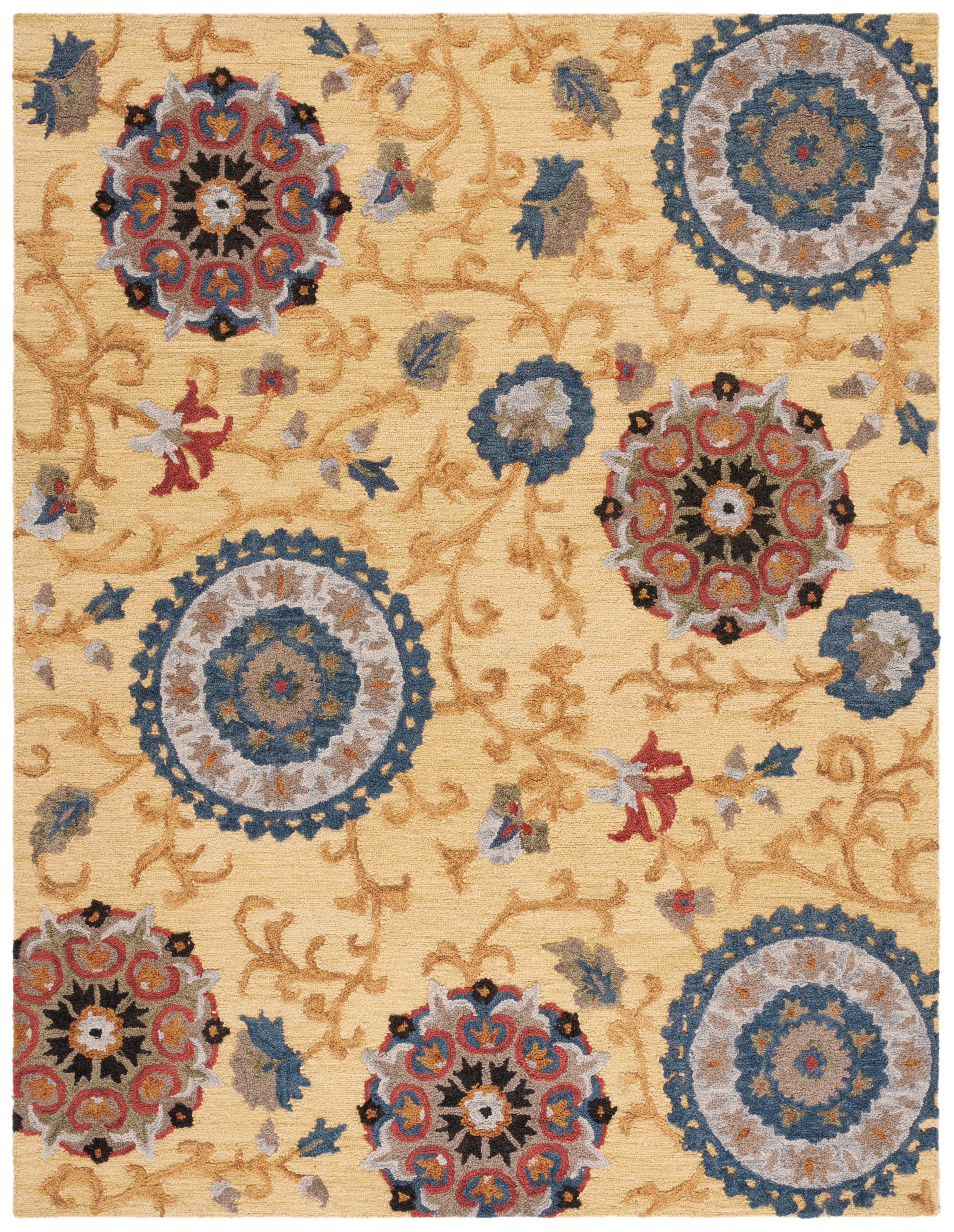 SAFAVIEH Blossom Danny Floral Wool Area Rug, Gold/Multi, 11' x 15'