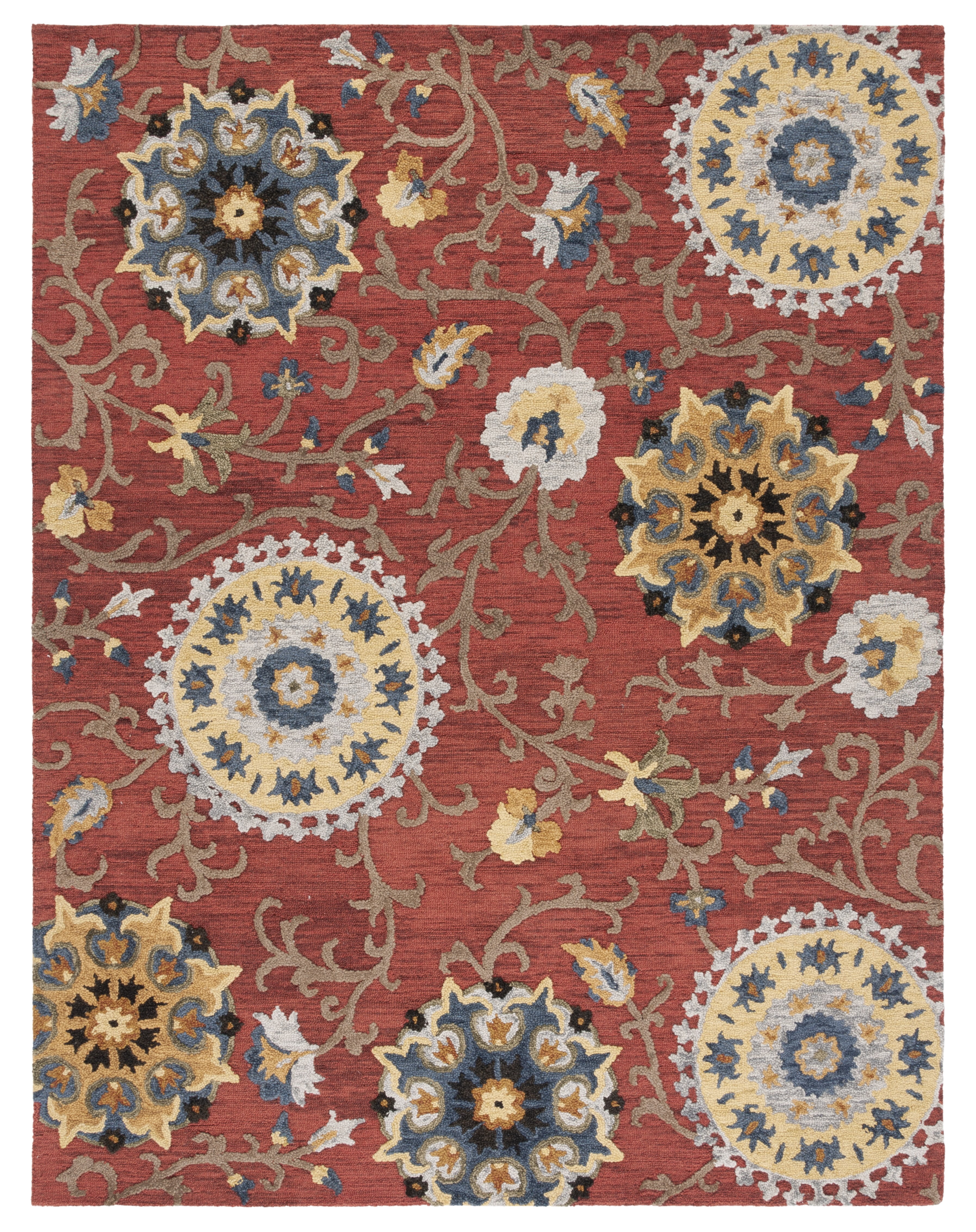 SAFAVIEH Blossom Danny Floral Wool Area Rug, Red/Multi, 11' x 15'