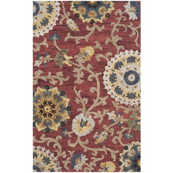 SAFAVIEH Blossom Danny Floral Wool Area Rug, Red/Multi, 3' x 5'
