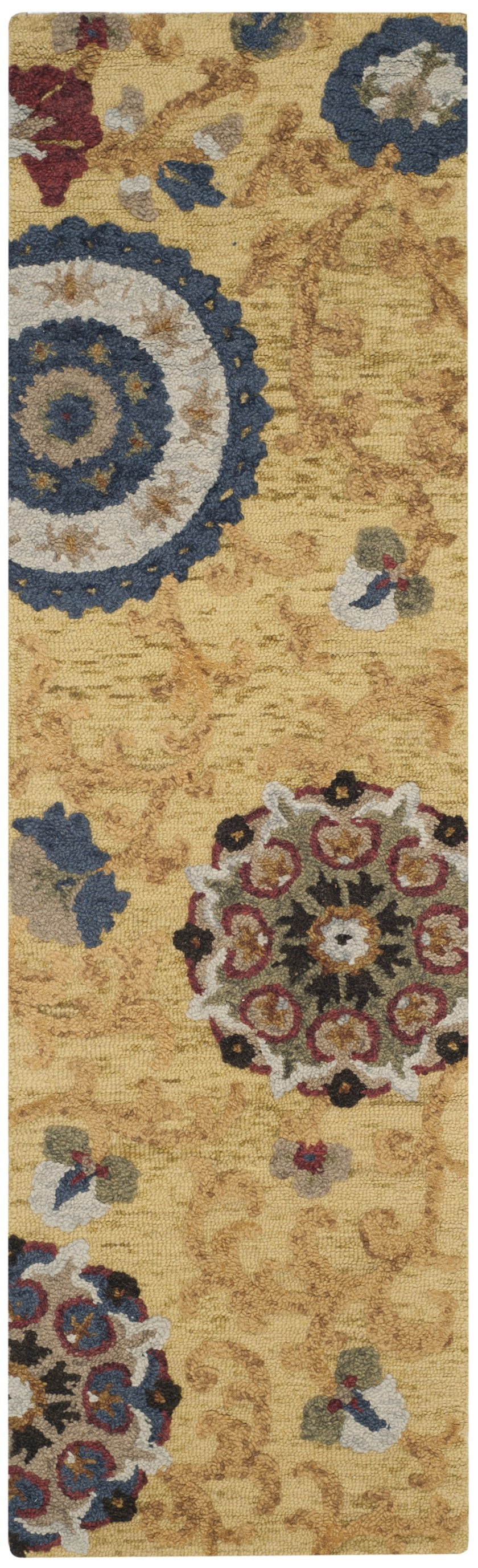 SAFAVIEH Blossom Danny Floral Wool Runner Rug, Gold/Multi, 2'3" x 12'