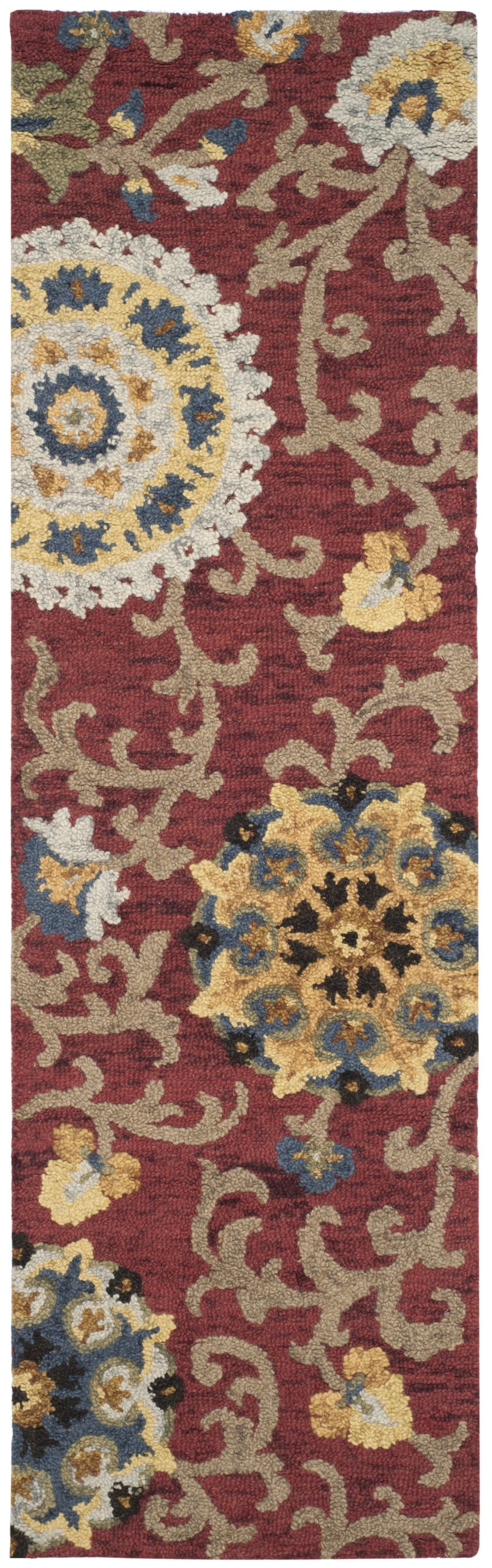 SAFAVIEH Blossom Danny Floral Wool Runner Rug, Red/Multi, 2'3" x 12'