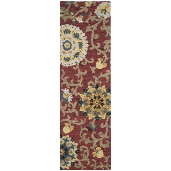 SAFAVIEH Blossom Danny Floral Wool Runner Rug, Red/Multi, 2'3" x 16'