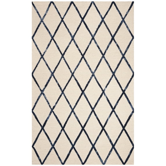 SAFAVIEH Blossom Deangelo Graphic Print Wool Area Rug, Ivory/Navy, 5' x 8'