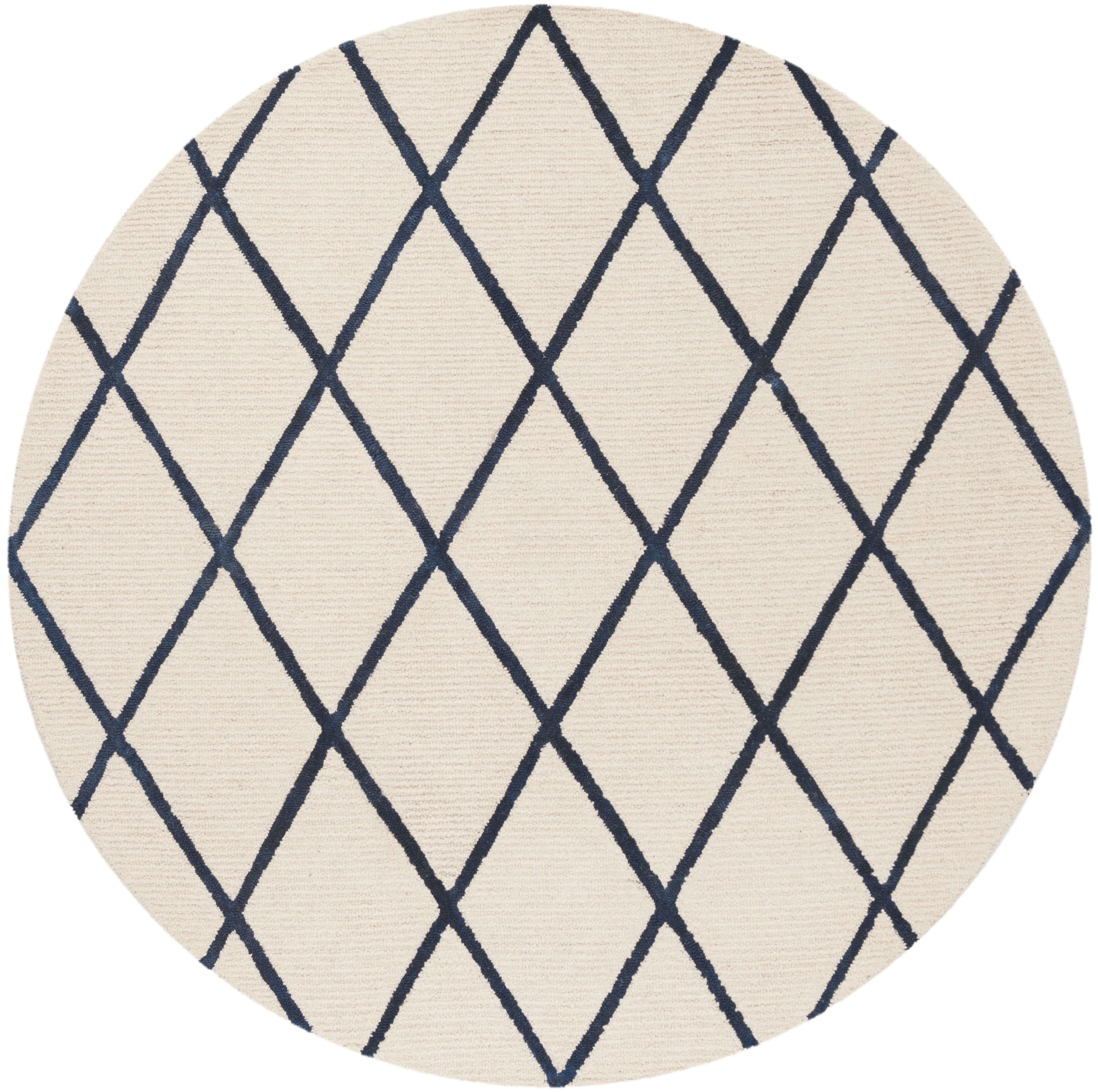 SAFAVIEH Blossom Deangelo Graphic Print Wool Area Rug, Ivory/Navy, 6' x 6' Round