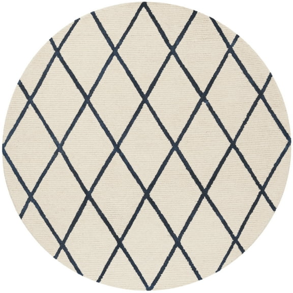 SAFAVIEH Blossom Deangelo Graphic Print Wool Area Rug, Ivory/Navy, 6' x 6' Round
