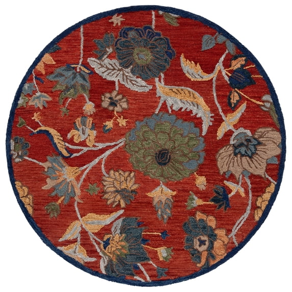 SAFAVIEH Blossom Dederick Floral Area Rug, Orange/Blue, 6' x 6' Round