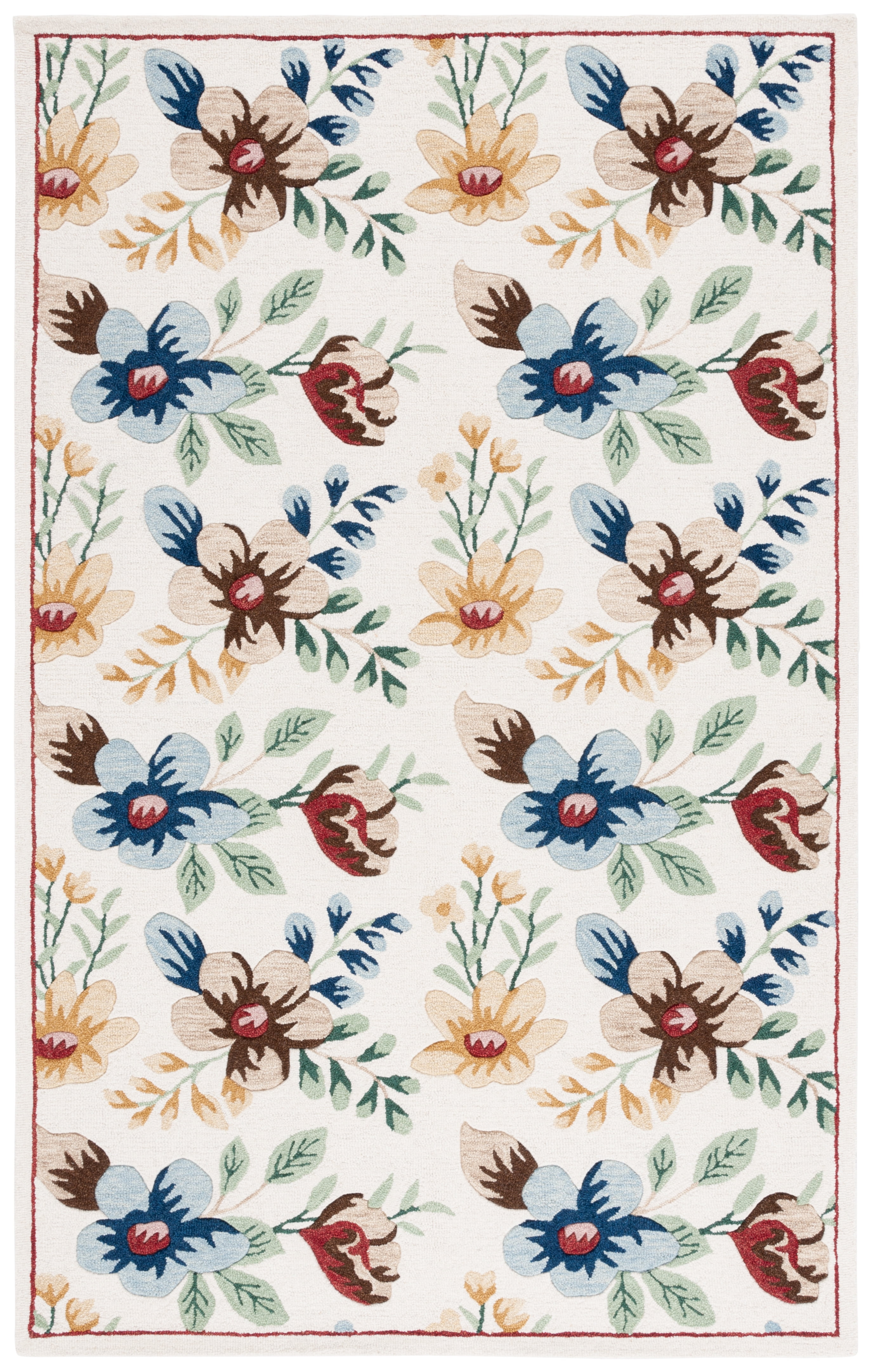SAFAVIEH Blossom Derren Floral Area Rug, Ivory/Blue, 4' x 6'