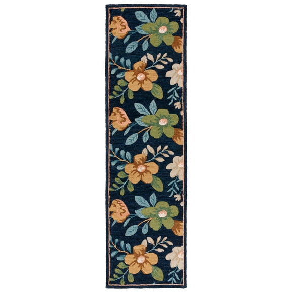 SAFAVIEH Blossom Derren Floral Runner Rug, Navy/Green, 2'6" x 8'