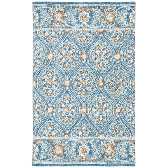 SAFAVIEH Blossom Dima Damask Area Rug, Navy/Yellow, 5' x 8'