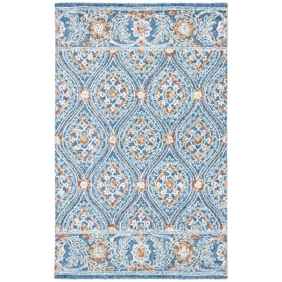 SAFAVIEH Blossom Dima Damask Area Rug, Navy/Yellow, 8' x 10'