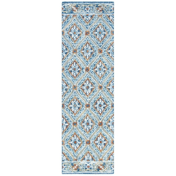 SAFAVIEH Blossom Dima Damask Runner Rug, Navy/Yellow, 2'3" x 10'