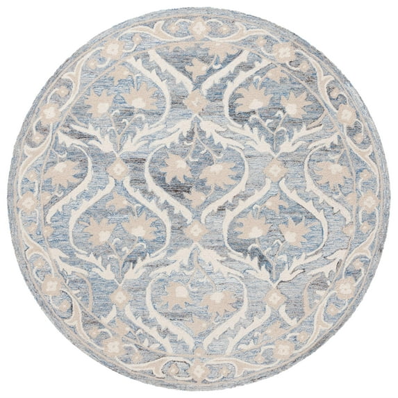 SAFAVIEH Blossom Donella Floral Area Rug, Blue/Ivory, 6' x 6' Round