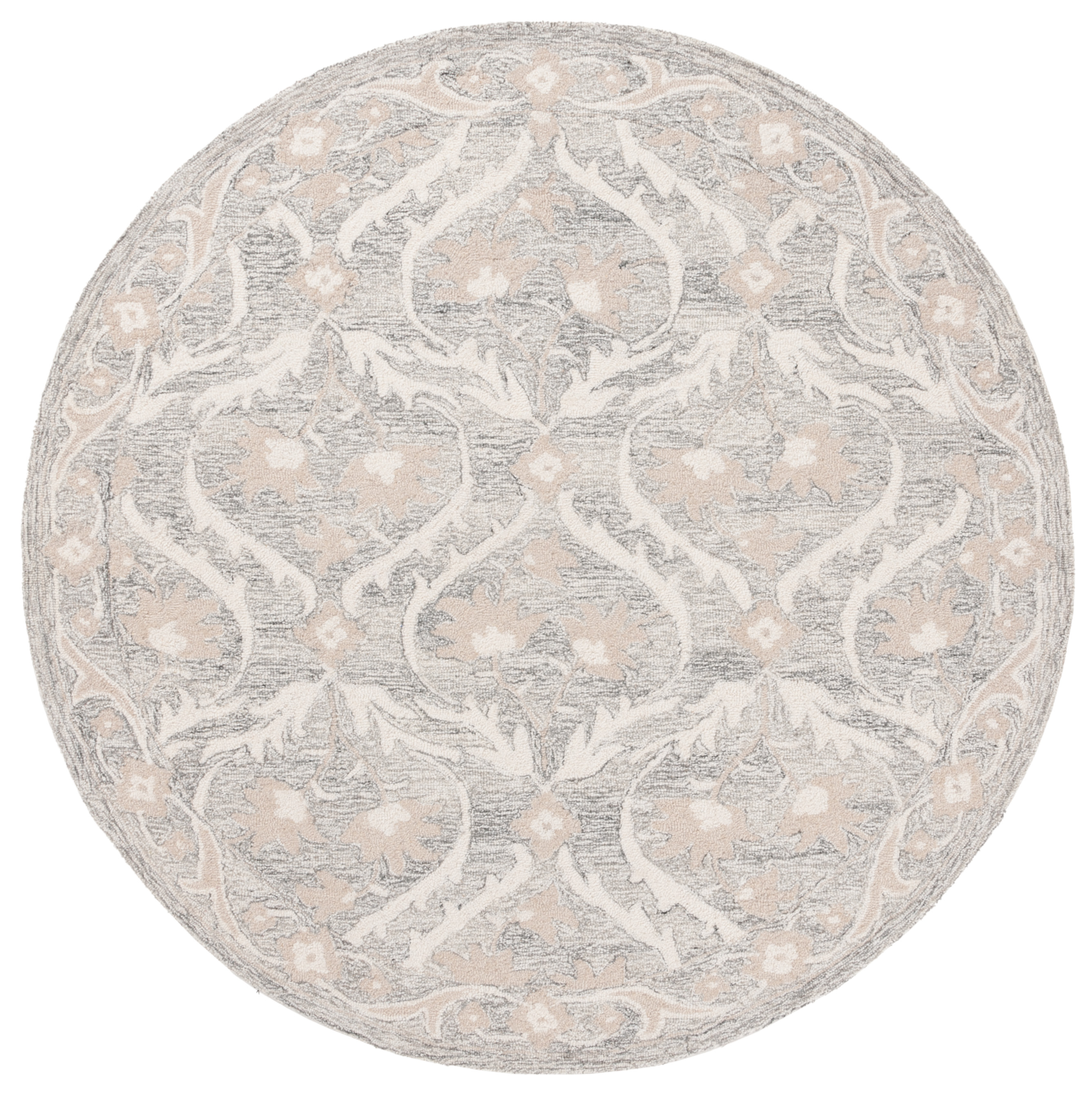 SAFAVIEH Blossom Donella Floral Area Rug, Gray/Ivory, 6' x 6' Round