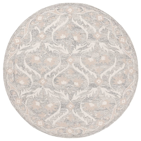 SAFAVIEH Blossom Donella Floral Area Rug, Gray/Ivory, 6' x 6' Round
