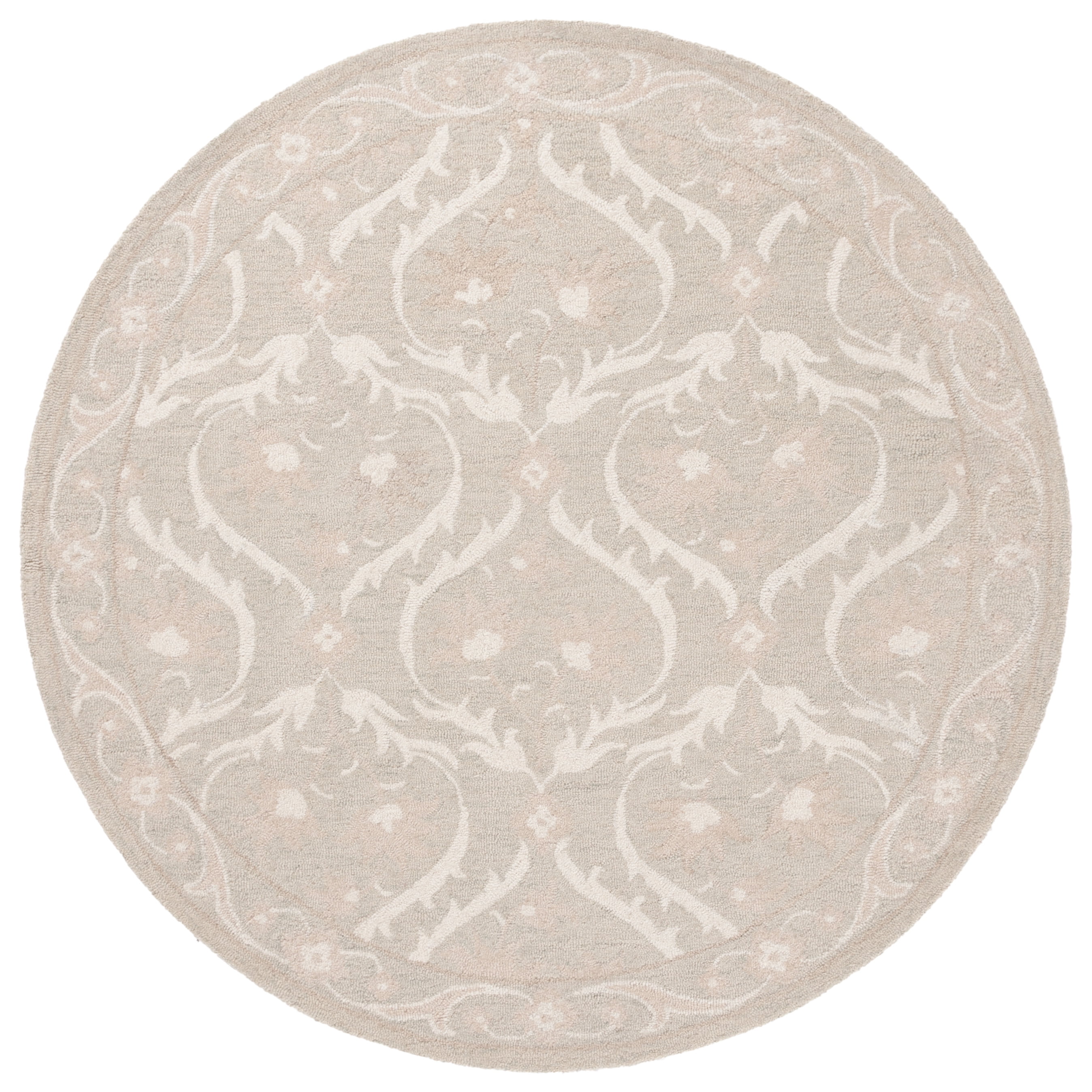 SAFAVIEH Blossom Donella Floral Area Rug, Light Gray/Ivory, 6' x 6' Round