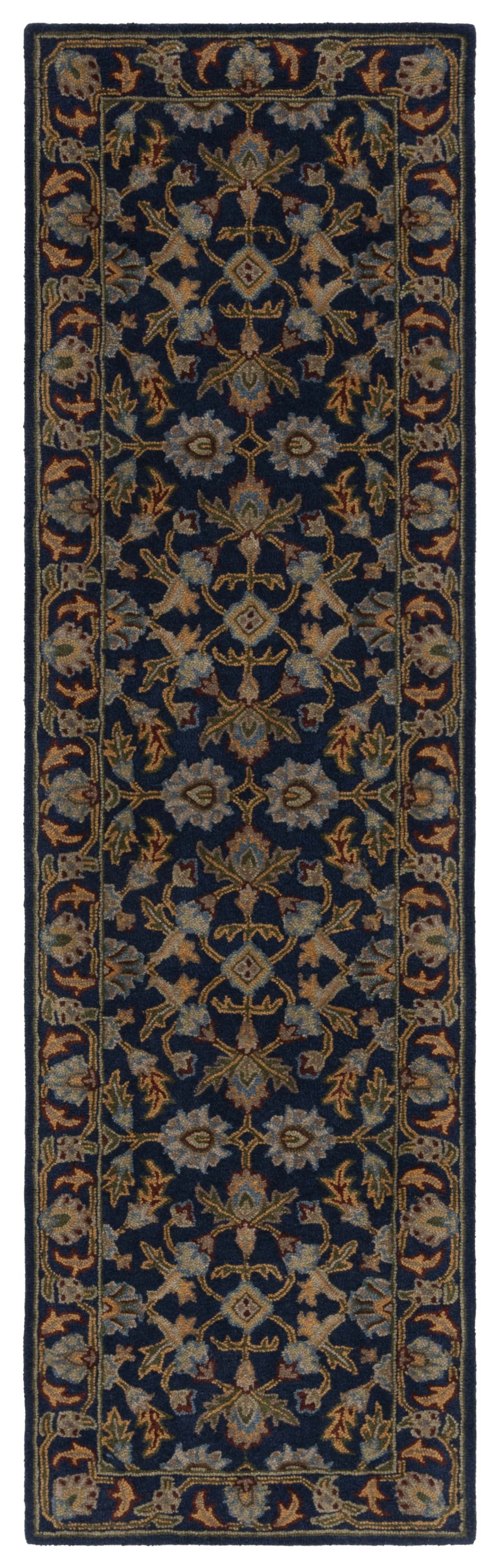 Handmade Navy Tufted Wool Runner Rug 27" x 8"
