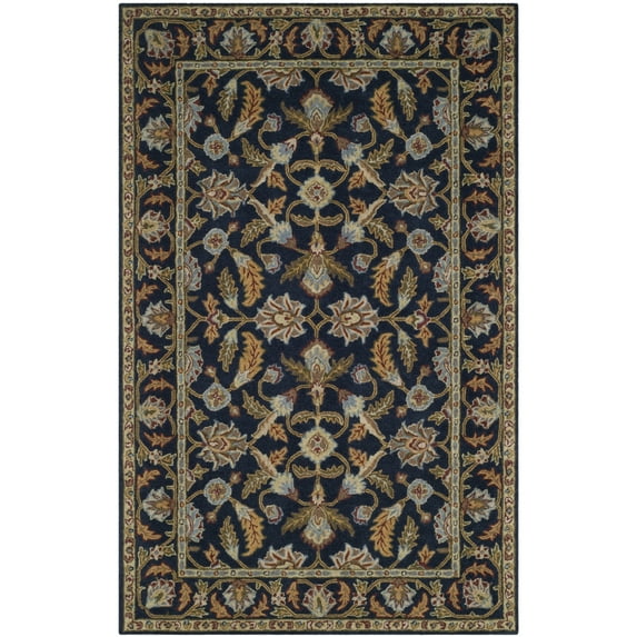 SAFAVIEH Blossom Elton Oriental Wool Area Rug, Navy, 6' x 6' Square