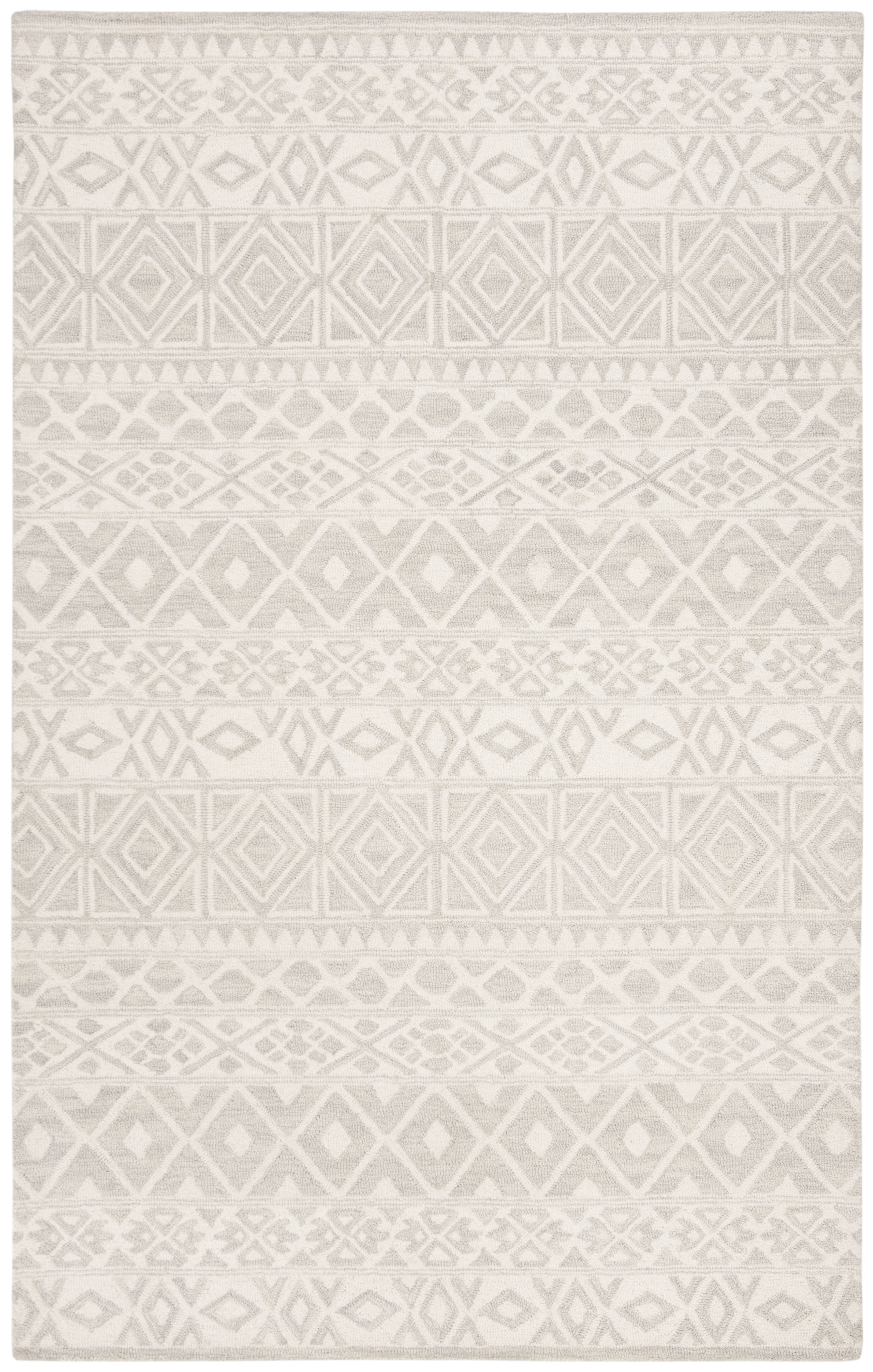 SAFAVIEH Blossom Emalee Abstract Wool Area Rug, Silver/Ivory, 5' x 8'