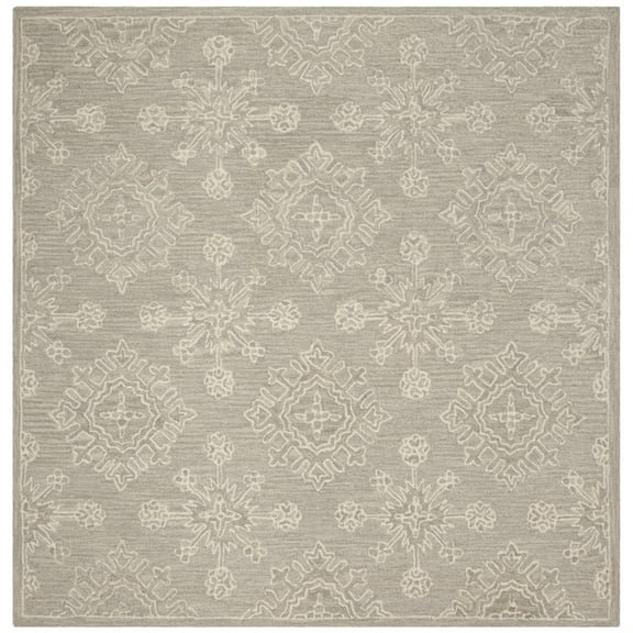 SAFAVIEH Blossom Emmerson Geometric Wool Area Rug, Light Beige, 6' x 6' Square