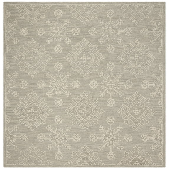 SAFAVIEH Blossom Emmerson Geometric Wool Area Rug, Light Beige, 6' x 6' Square